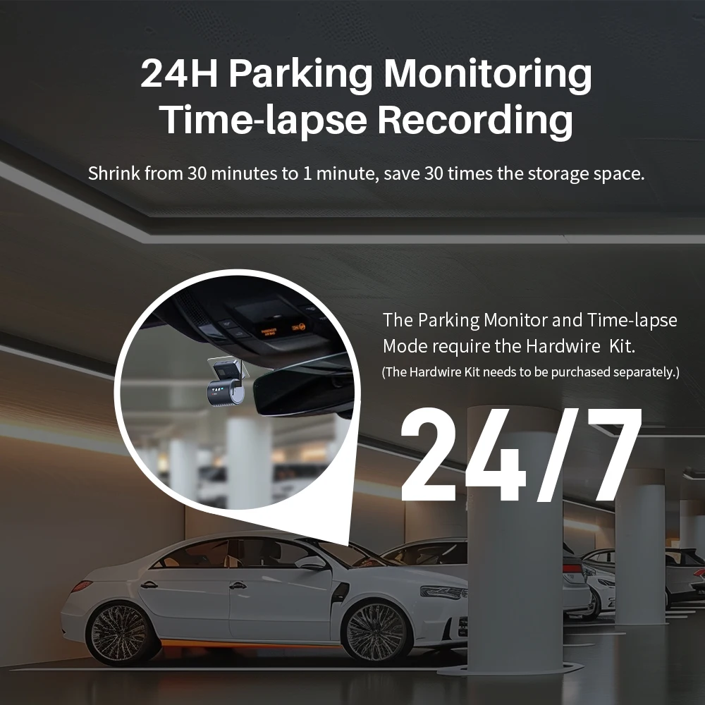 2K KAWA MINI 3 Pro Cameras for Car DVR Tiny Dash Cam 24 Parking Auto Video Recorder WiFi APP Voice Control Car dashcam - Image 6