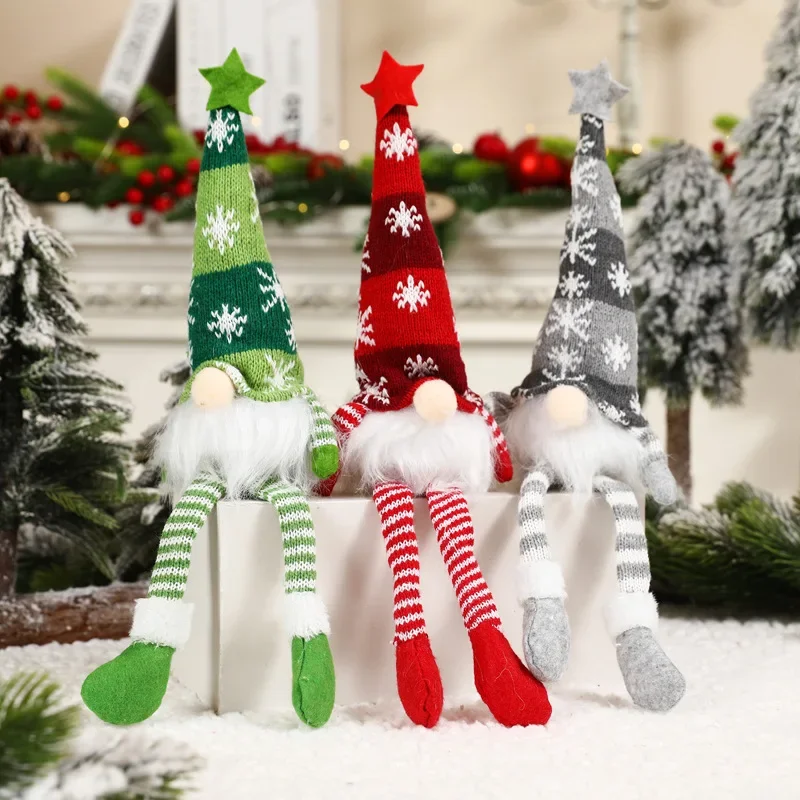Christmas Faceless Doll Gnome Ornaments LED Light Plush Knitting Crafts Tree Pendant Christmas Decorations - Image 18