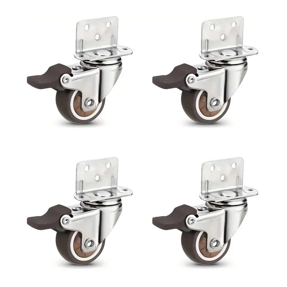 4 Pcs L-Shaped Side Mount Caster Wheels, Soft Rubber Castors Swivel Caster Wheels - Image 9
