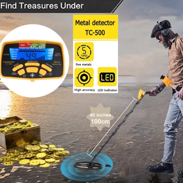 TC-500 Metal Detector 100CM (battery not included) Underground professional gold detector - Image 3