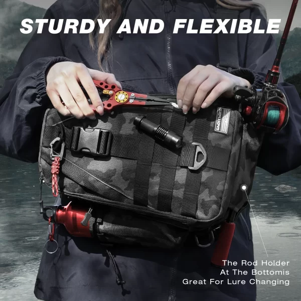 Fishing Backpack Tackle Sling Bag - Fishing Backpack with Rod Holder - Image 5