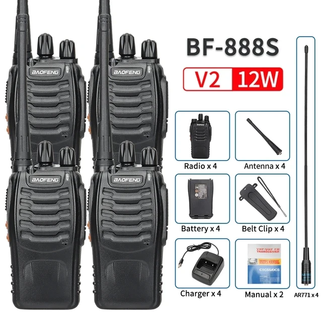 2/4PCS Baofeng BF-888S V2 Walkie Talkie Dual Band Portable Long Range UHF 400-470MHz USB/EU/US Ham Two Way Radio - Image 10