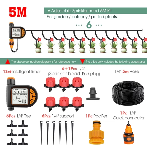 MUCIAKIE 20M Smart Garden Timer Irrigation Set IPX5 Waterproof LCD Automatic Watering Controller Set With Rain Sensor - Image 8