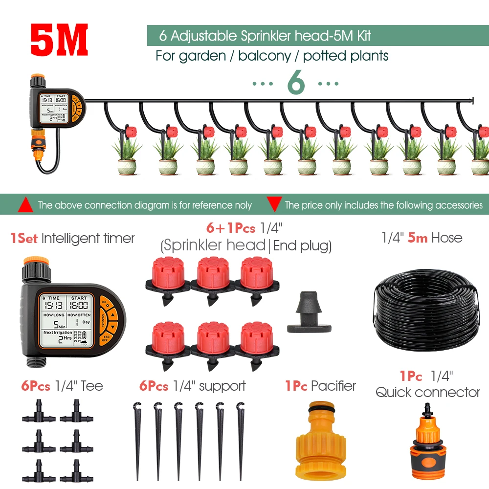 MUCIAKIE 20M Smart Garden Timer Irrigation Set IPX5 Waterproof LCD Automatic Watering Controller Set With Rain Sensor - Image 8