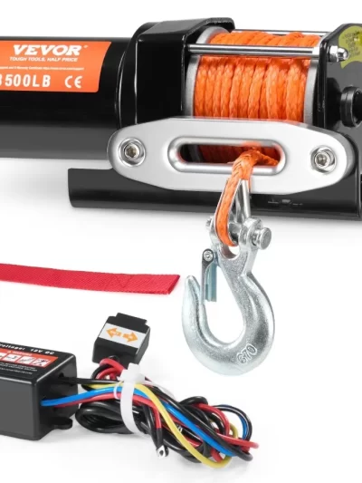 Electric Winch ATV UTV 3500 lb Synthetic Rope Waterproof Wired Control