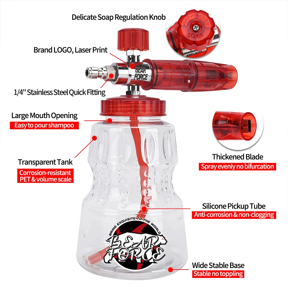 Pressure Washer Aluminum Foam Cannon Foam Generator Snow Foam Lance with 1/4” Quick Connector for Portland Husky Ryobi Greenwork - Image 3