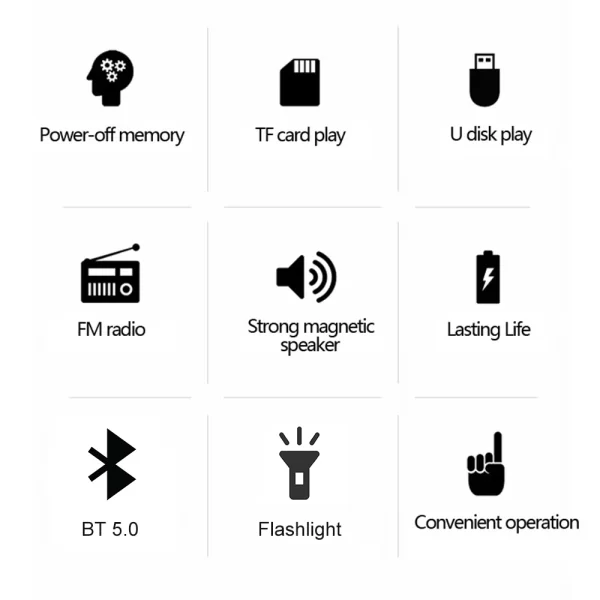 Portable Radio Music Player Handheld Rechargeable Digital FM USB TF MP3 Player Speaker - Image 12