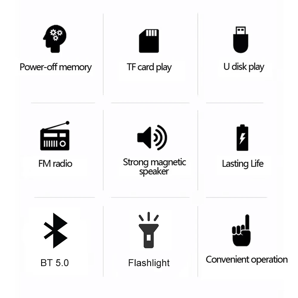 Portable Radio Music Player Handheld Rechargeable Digital FM USB TF MP3 Player Speaker - Image 12