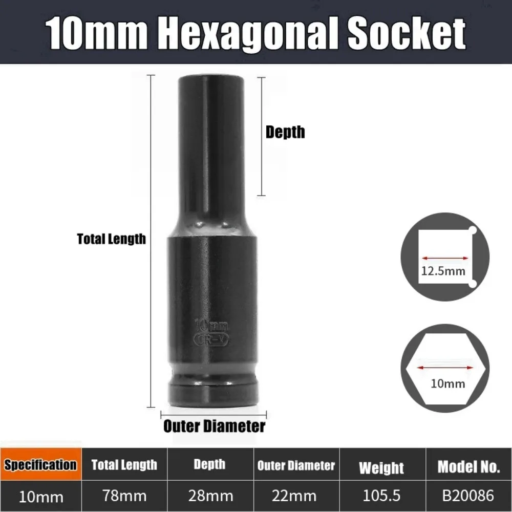 1/2Inch Drive 6-Point Impact Socket Set Drive Metric Wrench Socket Deep Impact Socket - Image 20