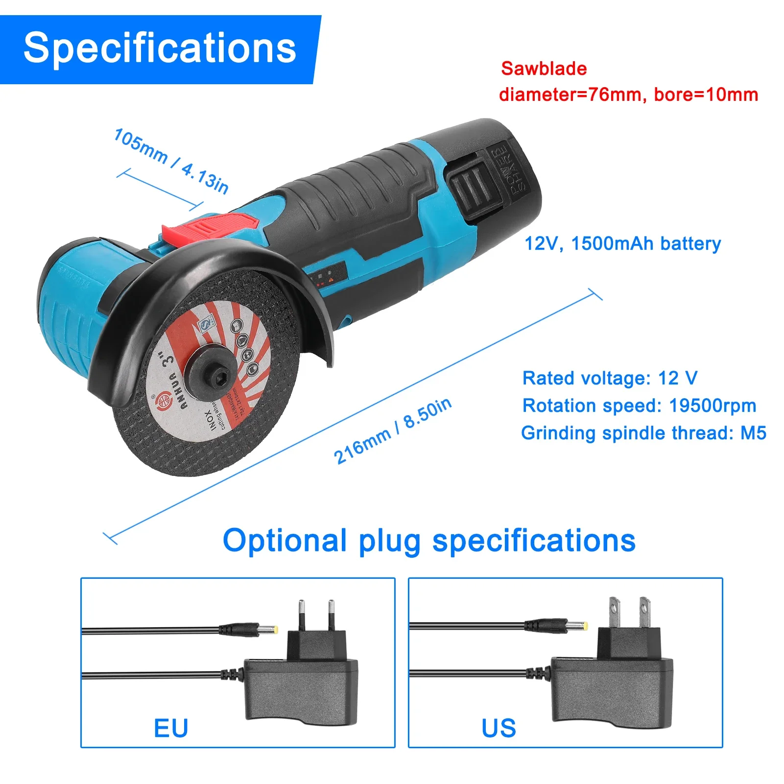 12V Cordless Electric Angle Grinder 19500rpm Lithium Battery Mini Polishing Grinding Machine Diamond Cutting Power Grinder - Image 5