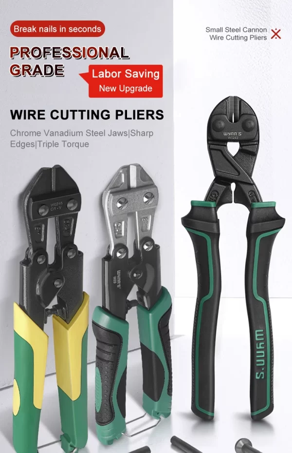 WYNN'S 8" Mini Bolt Cutter Spring Loaded Small Heavy Duty Wire Cable Cutter - Image 13