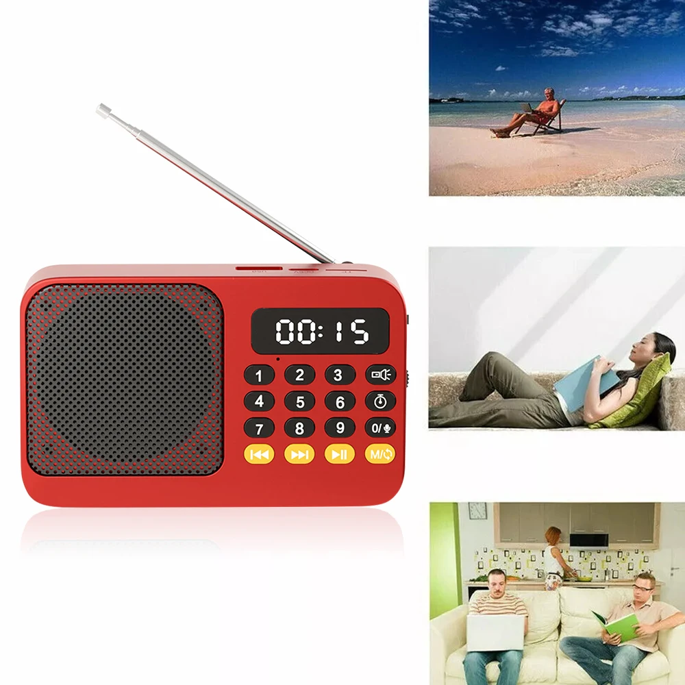 Portable Radio Music Player Handheld Rechargeable Digital FM USB TF MP3 Player Speaker - Image 24