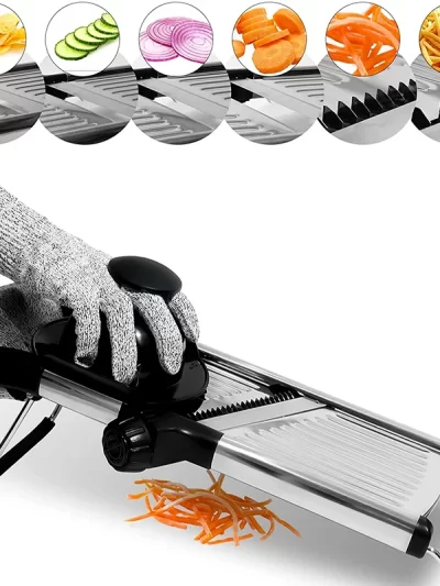 LMETJMA Adjustable Mandoline Slicer Stainless Steel Vegetable Slicer Chopper