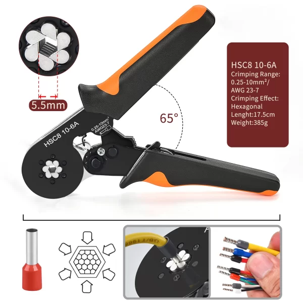 Crimping Pliers Ferrule Sleeves Tubular Terminal Tools HSC8 6-4 10-6 16-6 Wire Crimper Household Electrical Sets Terminal - Image 3