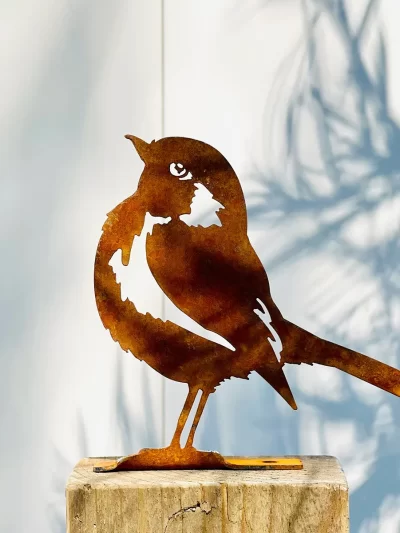 1Pc Rust-Colored Bird, Comfortable Home and Garden Decoration, Country Metal Artwork, Backyard Wall Decoration