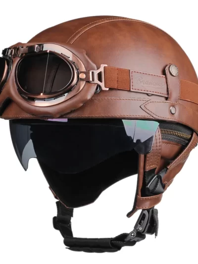 Retro Motorcycle Helmet DOT Certification Moto Helmet Men Women Half Helmet