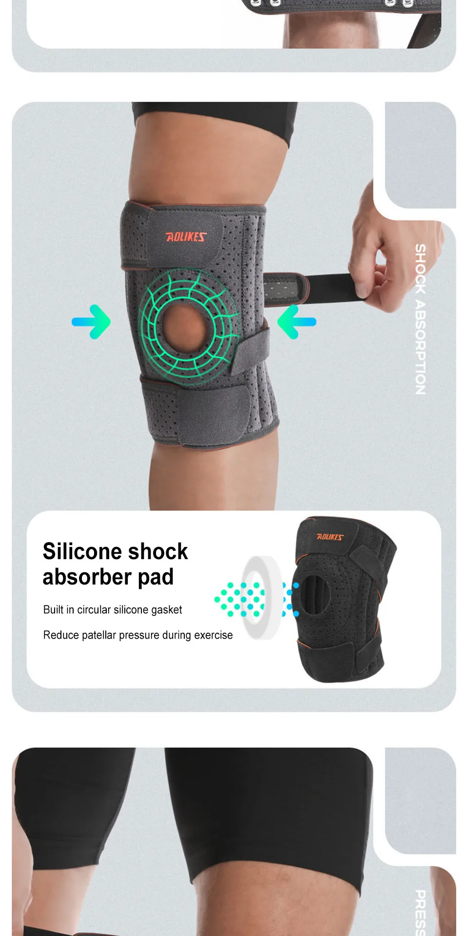 AOLIKES 1PCS NEW Knee Brace with Side Stabilizers & Patella Gel Pads,Knee Support - Image 27