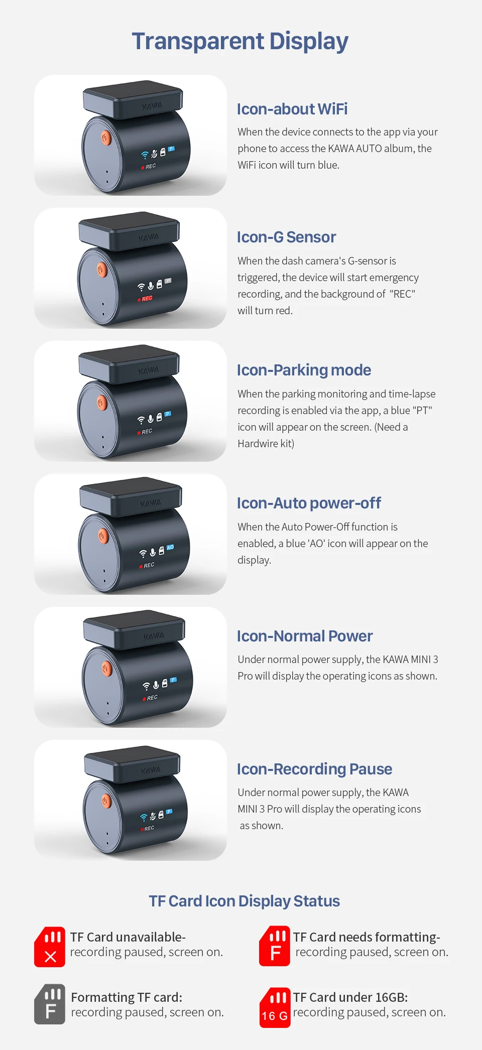 2K KAWA MINI 3 Pro Cameras for Car DVR Tiny Dash Cam 24 Parking Auto Video Recorder WiFi APP Voice Control Car dashcam - Image 22