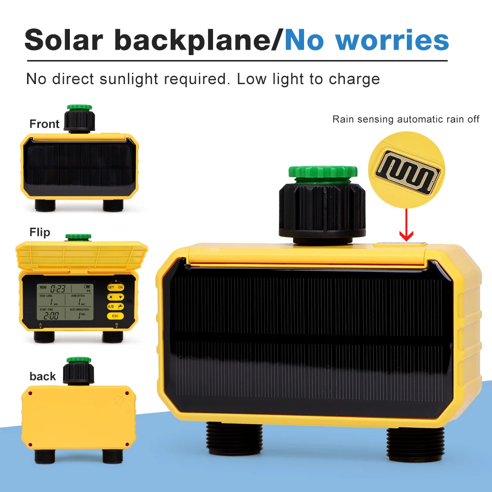 New 1/2 Outlets Solar Irrigation Timer Smart APP Control Automatic Irrigation System Outdoor Water Timer Garden Watering Tool - Image 18