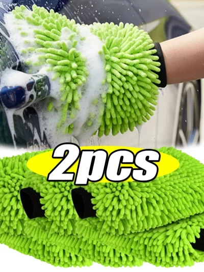 Super Absorbent Car Wash Sponge Microfiber Car Wash 1/2pcs Green Gloves Scratch Free