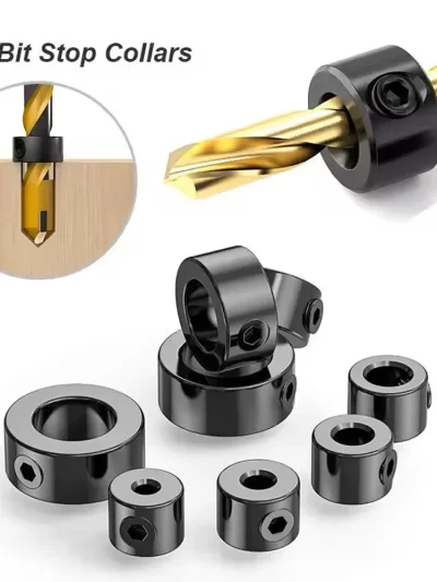 Steel Drill Stop Collar Kit - Metric Adjustable Depth Limiter Rings