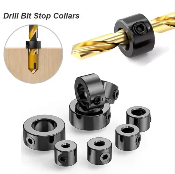 Steel Drill Stop Collar Kit - Metric Adjustable Depth Limiter Rings
