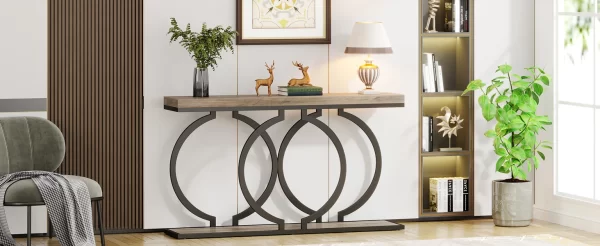 Tribesigns Gold Console Table, 55 inch Faux Marble Entryway Table Narrow Long Sofa Table - Image 13