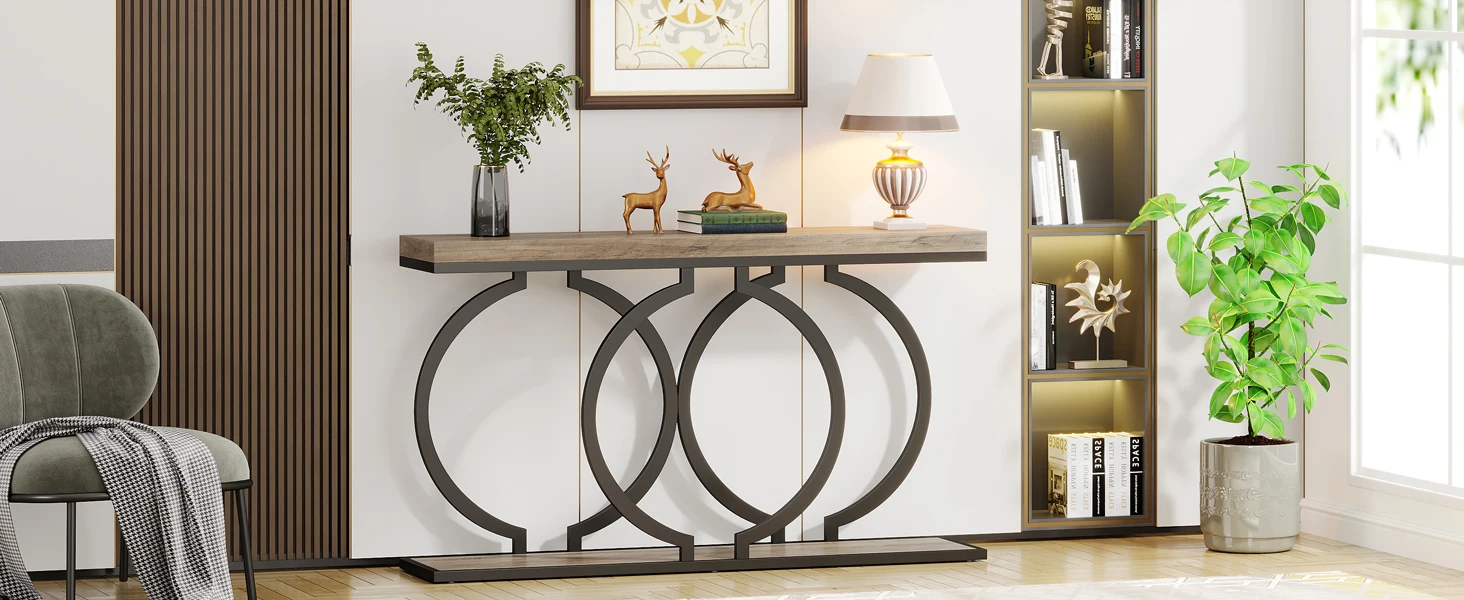 Tribesigns Gold Console Table, 55 inch Faux Marble Entryway Table Narrow Long Sofa Table - Image 13