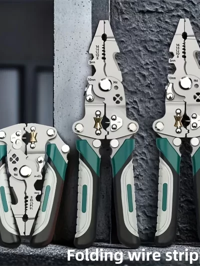 Foldable Multi Function Wire Stripper Crimper  Cutter Electrician Pliers For Stripping Splitting Cutting Wires
