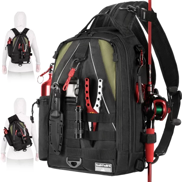 Fishing Backpack Tackle Sling Bag - Fishing Backpack with Rod Holder - Image 8