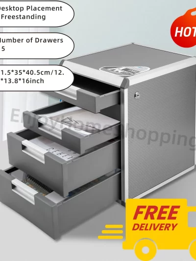 5 Compartments Filing Organization Storage Desktop Drawer Organizer File Cabinets