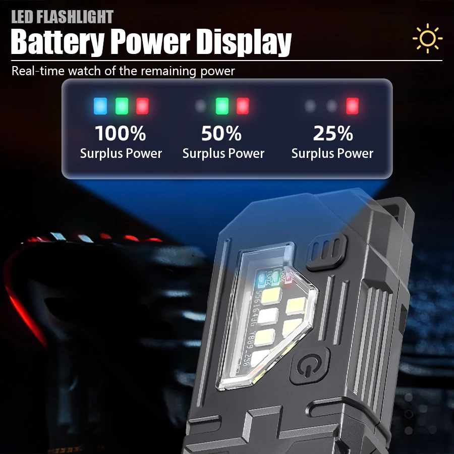 XIWANGFIRE Super Bright Pocket Torch Light LED Multifunctional Linterna Magnetic COB EDC Mini Keychain Flashlight Rechargeable - Image 43