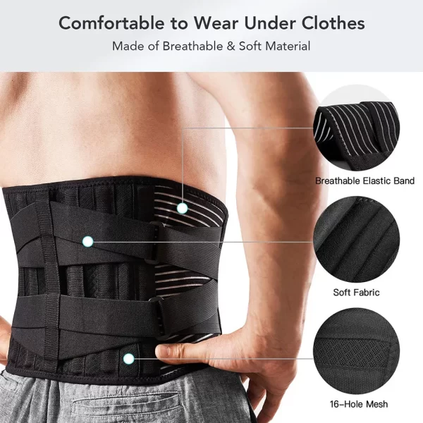 AOLIKES Lower Back Brace with 6 Stays Anti-skid Orthopedic lumbar Support Breathable Waist Support Belt - Image 13