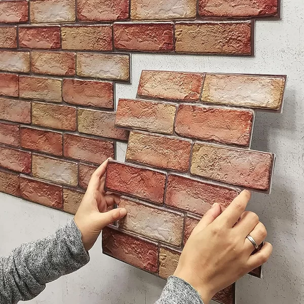 10Pcs Self Adhesive Waterproof 3D Wall Panels Peel and Stick Subway Tile Brick Wallpaper