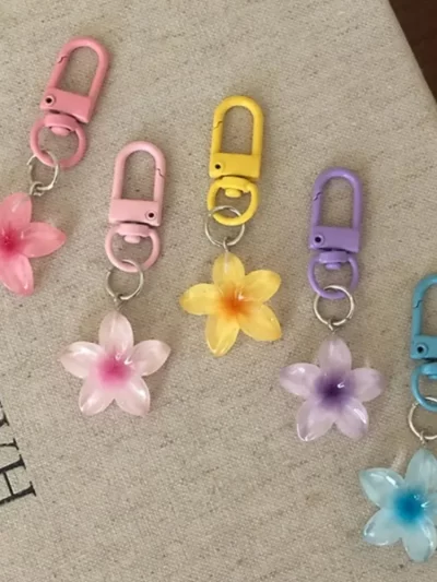 Sweet Colorful Jelly Flower Key Chain Color DIY Flower Cute Keychains Pendant