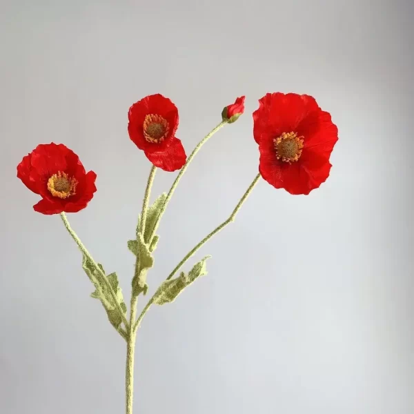 Artificial Flowers Fake Poppy Silk Flowers Long Stem Housewarming - Image 25