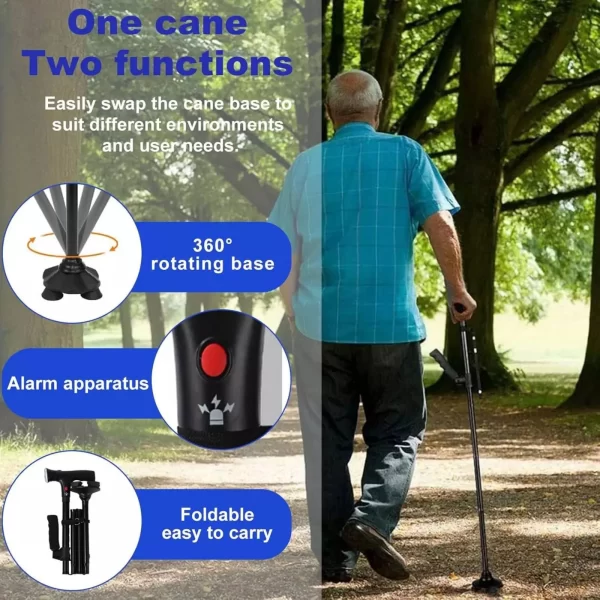 Collapsible Telescopic Folding Cane Elder Cane LED Walking Trusty Sticks Elder Crutches - Image 6
