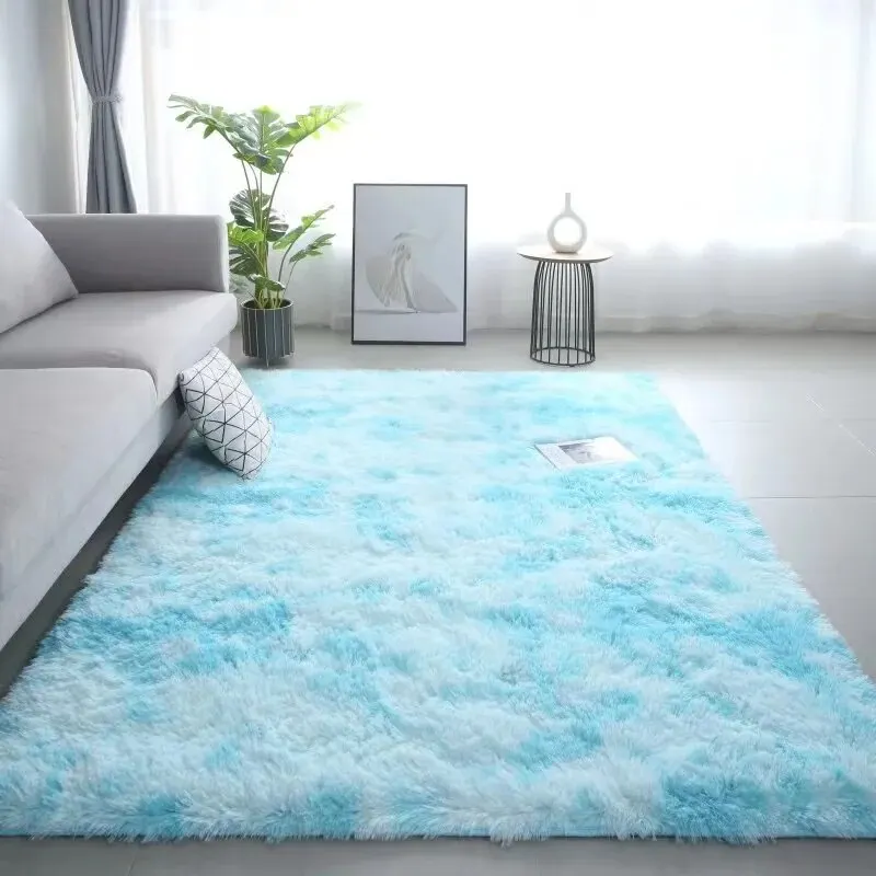 VIKAMA Silk Wool Rugs Children's Room Living Room Bedroom Tie-Dye Non-Slip Washable - Image 4