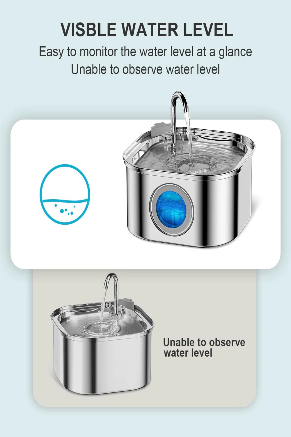 3.2L Stainless Steel Pet Water Feeder Auto Cat Fountain Smart Dog Water Dispenser Visual Window - Image 11