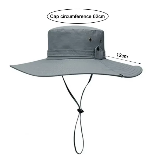 Fisherman Hat Wide Brim Solid Color Lace-Up Design Men Women Outdoor Hat Versatile Sun Protection - Image 6