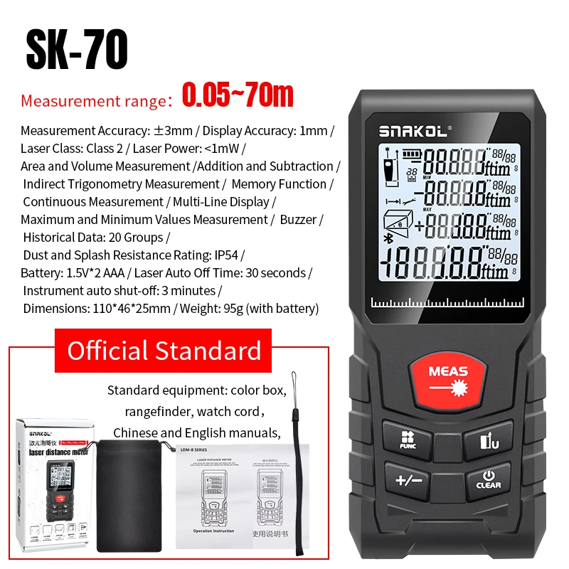 Snakol Laser Distance Meter 50m 70m 100m 120m Rangefinder Profesional Range Finder Digital Tape Measure - Image 13