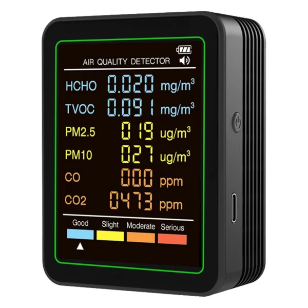 6-in-1 Air Quality Monitor Real-Time Air Quality Tester Portable Temperature Humidity Detector - Image 8