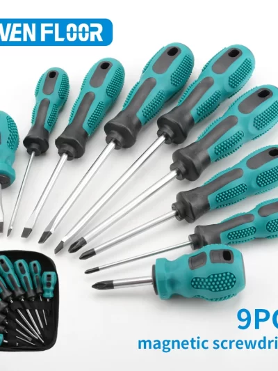 9/6Pcs Magnetic Screwdriver Set Heavy Duty Manual Cross Head Screwdriver Metric Flat Head Screwdriver