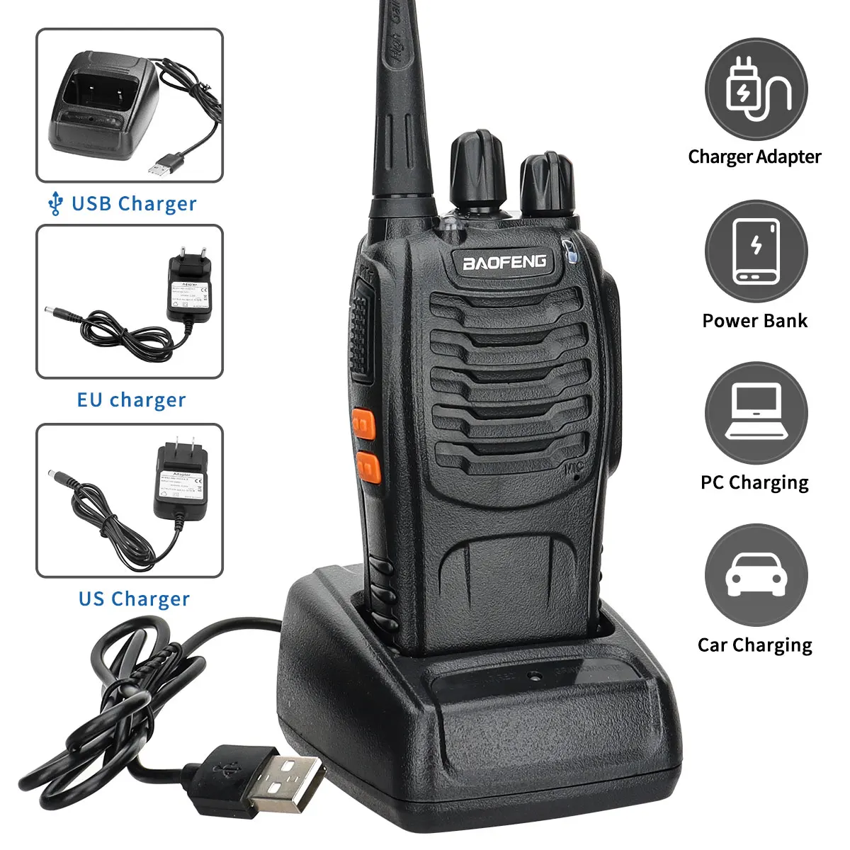 2/4PCS Baofeng BF-888S V2 Walkie Talkie Dual Band Portable Long Range UHF 400-470MHz USB/EU/US Ham Two Way Radio - Image 13