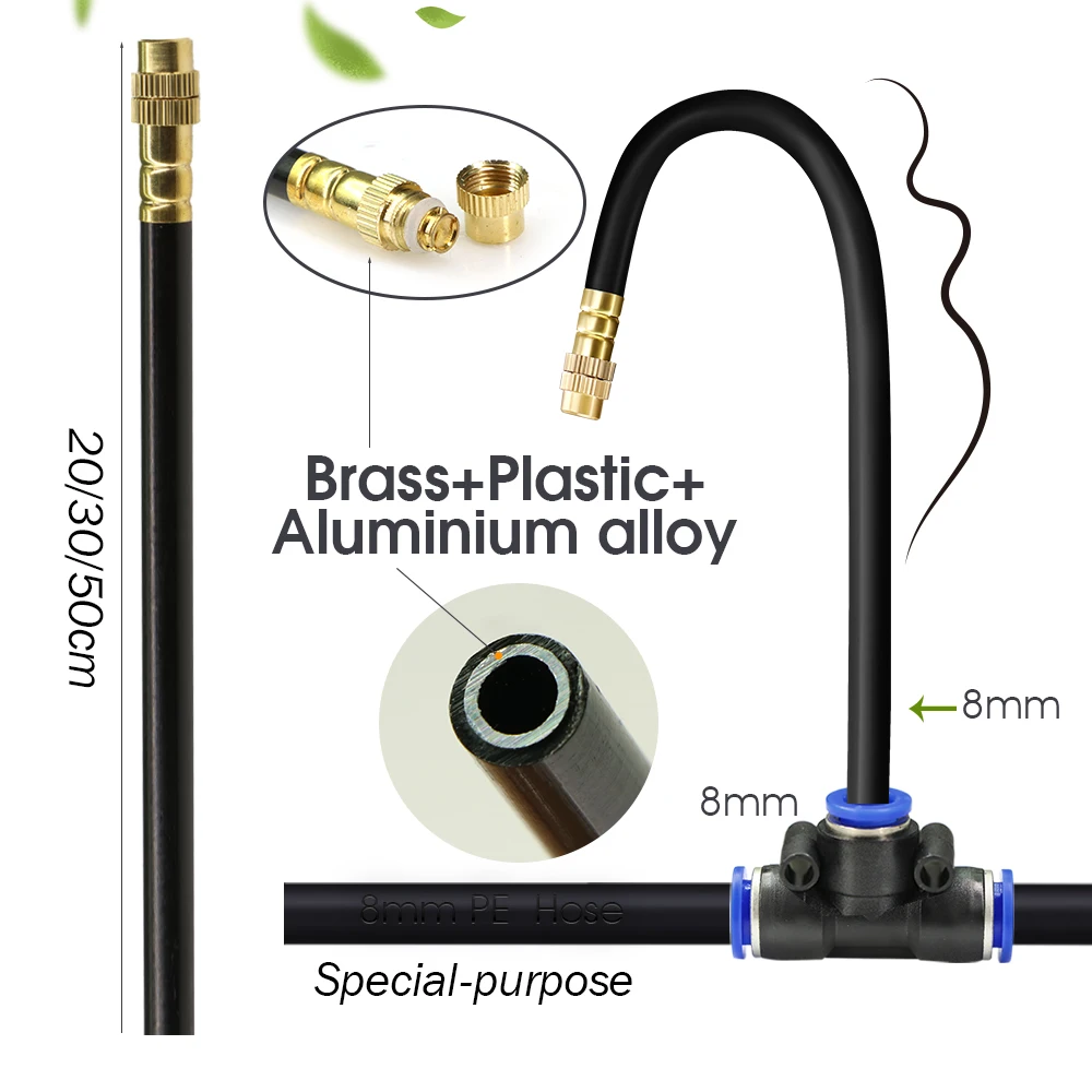30M-5M DIY Free Bending Universal Sprayer Kit 8mm Hose Patio Misting Cooling System for Garden Plant Fogging - Image 3