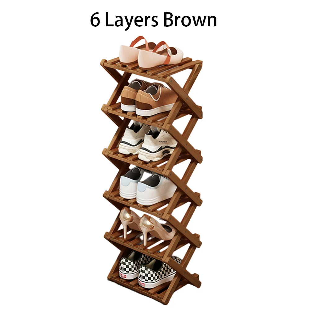 Shoe Rack Bamboo Foldable Storage Shoe Rack Multifunctional Shoe Racks Free Standing Rack - Image 14