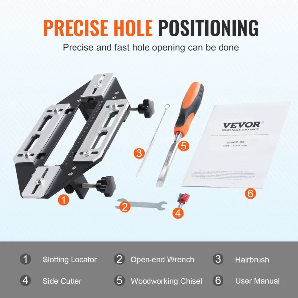 SucceBuy Door Hinge Jig Aluminum Alloy Woodworking Hole Opener Slotting Locator Hinge Template Jig - Image 5