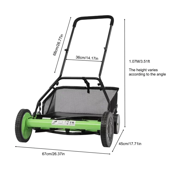 Walk-Behind Lawn Mower with 65 Manganese Steel Blades, Adjustable Height, Quiet Operation - Image 6
