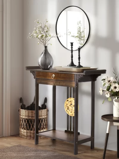 Console Table Chinese Entryway Sofa Side Table Skinny Hallway Table Sofa Table Furniture with Drawer＆Shelf