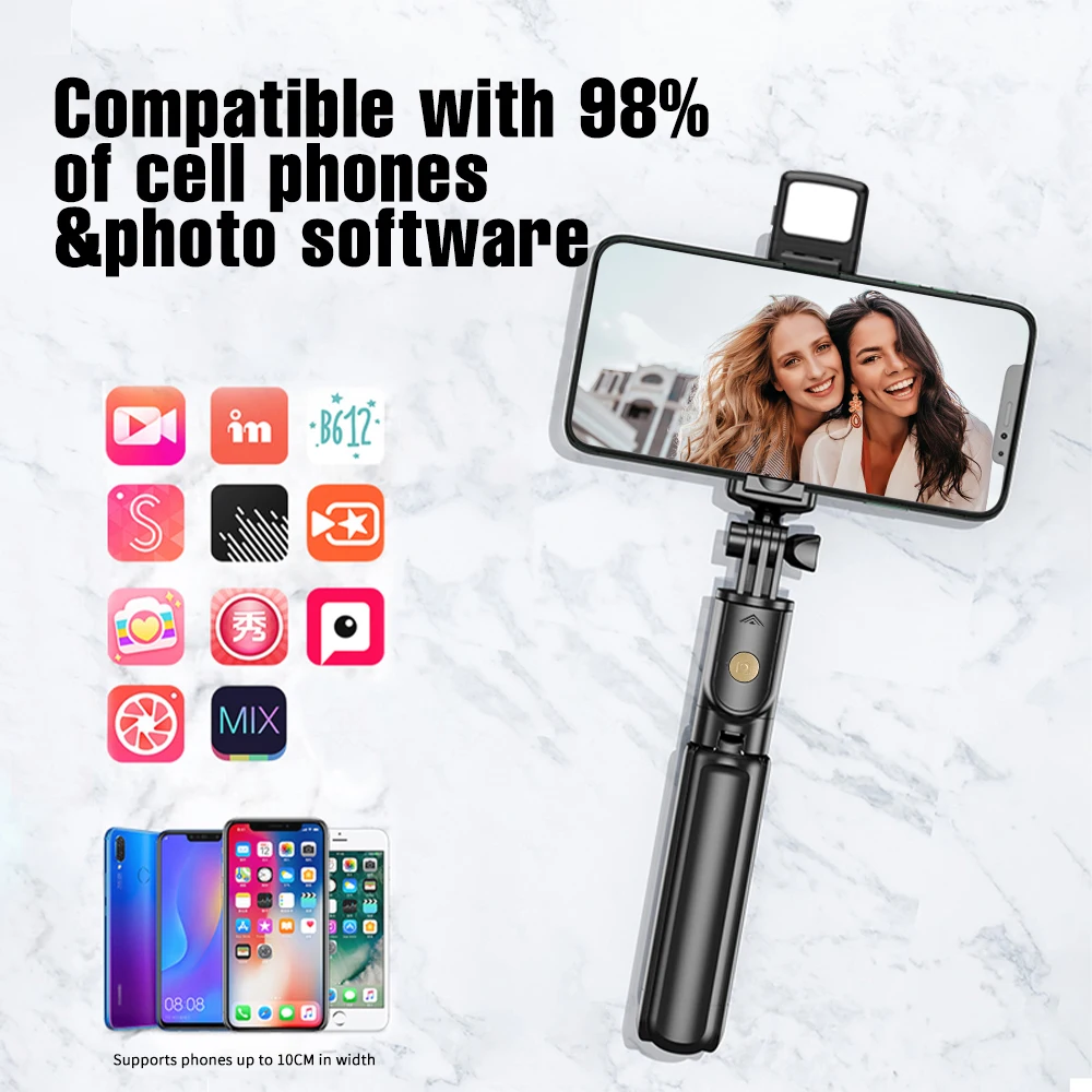 Portable Wireless Selfie Stick Extendable Tripod Stand With Bluetooth Remote for iPhone Android Vlog Live Streaming Bracket - Image 13